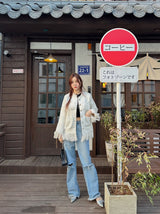 Tassel tweed loose fit no-collar jacket