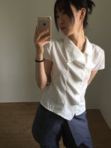 Unbalanced draping blouse (2color)