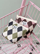 classic pouch_check argyle khaki