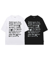 フェイデッドタイポグラフィックオーバーフィットTシャツ - ブラック