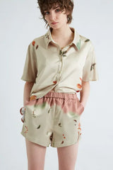 Leaf Satin Short Pants