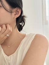 [Silver 925] 淡水パールミニボールネックレス&ピアス セット / ウエディングゲストルックデイリーシンプル シルバー