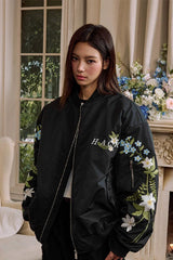 Floral Embroidered Bomber Jacket