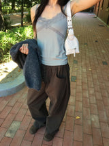 Danf Button Wide Balloon Pants