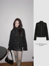 London black denim casual zip-up jacket