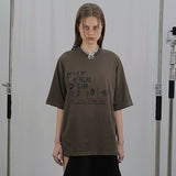 オーバーサイズ ヒップホップ ダンススタジオ ホーリーガールクラブ グラフィック 半袖Tシャツ_KHAKI