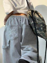 SUNNY SIDE UP☀CARPENTER TWO PINTUCK PARACHUTE BALLOON SWEAT PANTS 🖤🤍🩶3COLOR