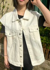 LOOSE FIT WHITE DENIM VEST code 21011