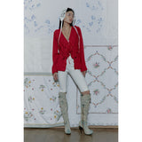HIPPIE RUFFLE CARDIGAN_RED