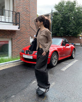 Mije Non-Fade Roll-Up Pocket Wide Denim Long Pants