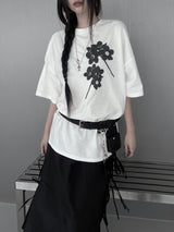 [unisex]フラワープリントオーバーフィット半袖Tシャツ (3color)