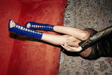 Patent Lace-Up open Toe Heel(Blue)