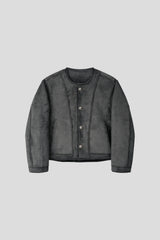 MG mink puffer tweed reversible jacket (2 colors)