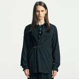 ラップピンドレープシャツ black