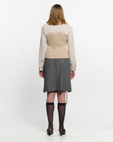 Ribbon Tied Slit Skirt _ GREY