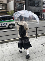 クルン ダッフル ボタン ポケット フード ニット カーディガン