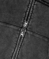 WASHED CUT OFF APPLIQUE HOOD ZIP UP