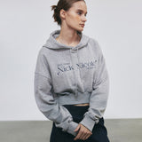 NICOLE SIGNATURE LOGO CROP HOODY_NAVY