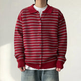 Tsubo overfit stripe collar knit cardigan