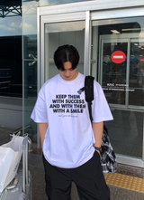 ナンバーキプデニムレタリングベーシックオーバーフィット半袖Tシャツ