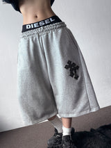 Millicrome Embroidered Patch Side Pintuck Bermuda Shorts 4color