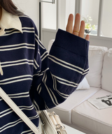 Bintz Stripe Collar Knitw