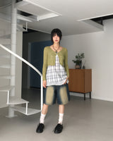 Caun Vintage Washing Denim Half-Length Bermuda Pants