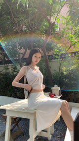Mini heart V-neck sleeveless tee