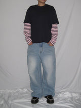 Stripe Layered Long Sleeve T-Shirt (3c)