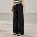 Easy-fit Straight Banding Wide Summer Slacks