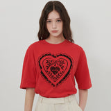 HEART PRINT T-SHIRT [RED]