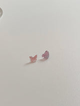 Glitter butterfly heart piercing / 3 colors / 2 option 