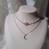 Art Nouveau Moon Necklace - Rosegold Color