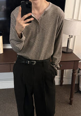 [F/W] ヘビーヘンリーネックニットスリーブス(3color)