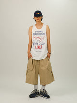 DL レタリングウォッシングスリーブレスTシャツ