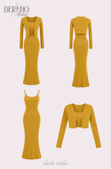 Violet Sleeveless Long Dress Cardigan Set (REGULAR)