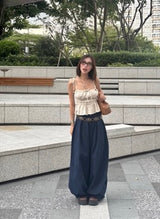 Linen with wood charm top