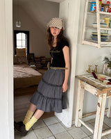 [ORIGINAL] Moel Cancan Check Midi Skirt