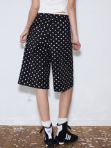 rirri 25 Spring/Summer Collection - カジュアルブラック&ホワイトポルカドットクロップドパンツ (高密度コットン100%)