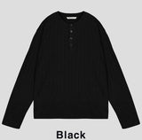 ペールヘンリーネックリブド長袖Tシャツ