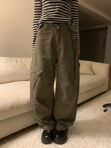 Rover Flap Pocket Back Banding ワイドカーゴロングパンツ (2 Colors)