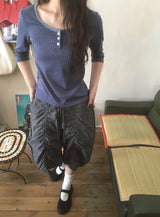 ラナユーネックスターヘンリーネック7分丈Tシャツ