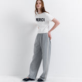 Lace Lining Track Pants_Melange Gray
