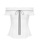 Romantic Shirring Ribbon Blouse
