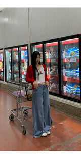 I Love Girl　vネックスリーブレスクロップトップ
