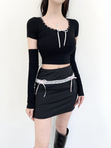 1132. Melting ribbon crop T warmer set (2color)