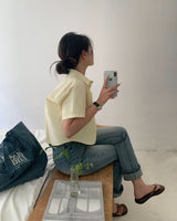 【BELLIDE MADE】定番セミクロップド半袖シャツ＆ブラウス