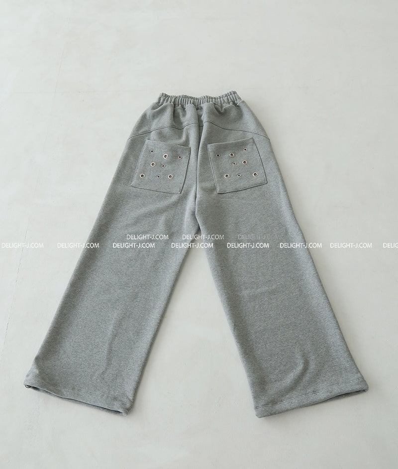 Punching eyelet string wide pants