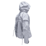 BIKER SHIRRING JACKET . CLEAR GRAY