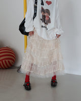 Cancan see-through see-through long skirt